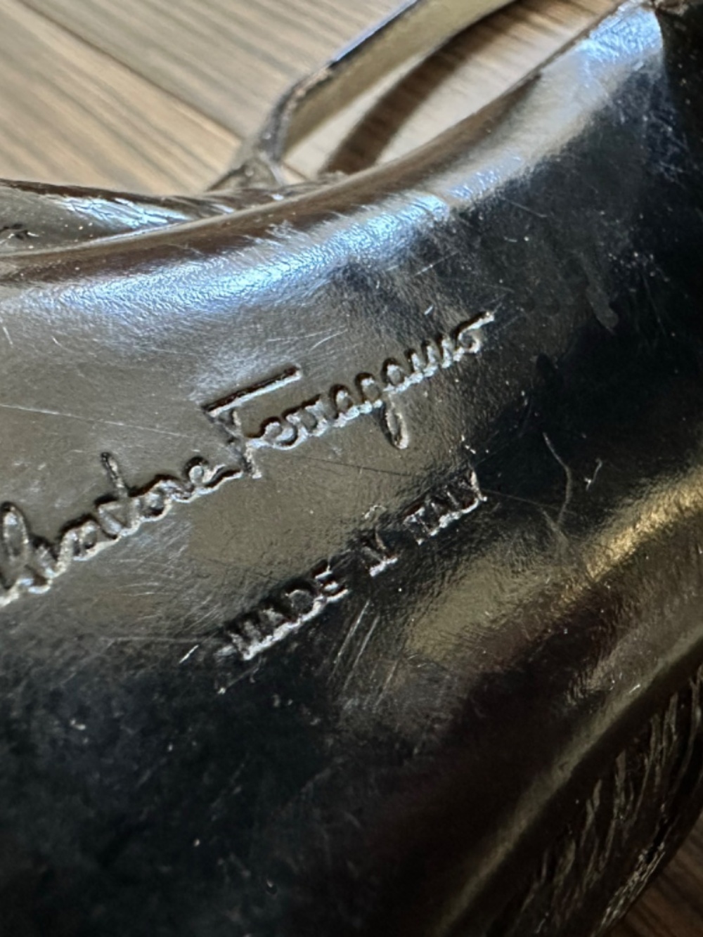 Salvatore Ferragamo Black Leather Slingback Heels – Size 9.5 - Picture 5 of 11